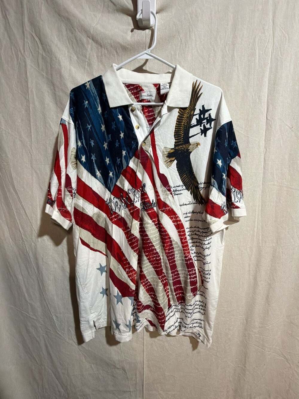 Vintage American Summer Patriotic American Flag Constitution Eagle Polo Shirt